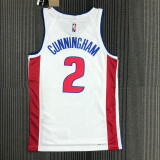 21-22 Pistons CUNNINGHAM #2 White 75th Anniversary Top Quality Hot Pressing NBA Jersey