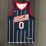 21-22 Rockets GREEN #0 Dark blue City Edition Top Quality Hot Pressing NBA Jersey