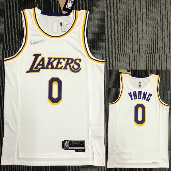 21-22 Lakers YOUNG #0 White 75th Anniversary Top Quality Hot Pressing NBA Jersey