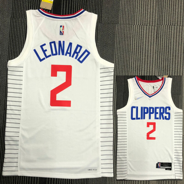 21-22 Clippers LEONARD #2 White 75th Anniversary Top Quality Hot Pressing NBA Jersey