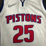 21-22 Pistons ROSE #25 White 75th Anniversary Top Quality Hot Pressing NBA Jersey