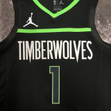 22-23 TIMBERWOLVES EDWAROS #1 Black Top Quality Hot Pressing NBA Jersey (Trapeze Edition)