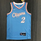 21-22 Clippers LEONARD #2 Blue City Edition Top Quality Hot Pressing NBA Jersey
