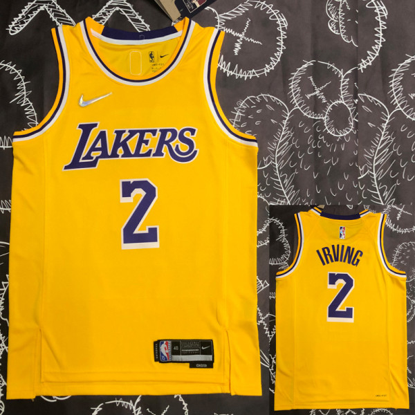 21-22 LAKRS IRVING #2 Yellow 75th Anniversary Top Quality Hot Pressing NBA Jersey