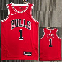 21-22 Bulls ROSE #1 Red 75th Anniversary Top Quality Hot Pressing NBA Jersey