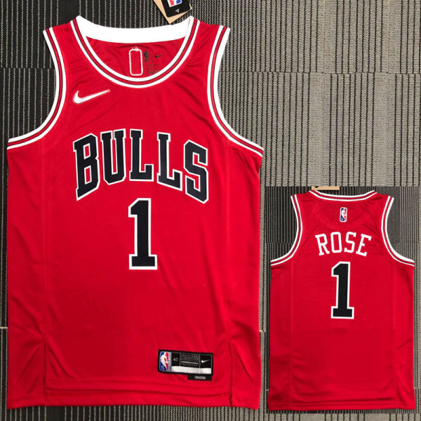 21-22 Bulls ROSE #1 Red 75th Anniversary Top Quality Hot Pressing NBA Jersey