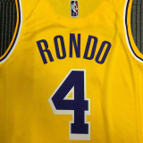 21-22 Lakers RONDO #4 Yellow 75th Anniversary Top Quality Hot Pressing NBA Jersey