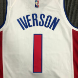 21-22 Pistons IVERSON #1 White 75th Anniversary Top Quality Hot Pressing NBA Jersey
