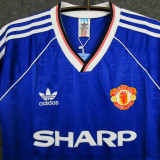 1988-1990 Man Utd Away Blue Retro Soccer Jersey