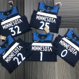 21-22 Timberwolves EDWARDS #1 Dark blue 75th Anniversary Top Quality Hot Pressing NBA Jersey