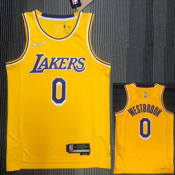 21-22 Lakers WESTBROOK #0 Yellow 75th Anniversary Top Quality Hot Pressing NBA Jersey