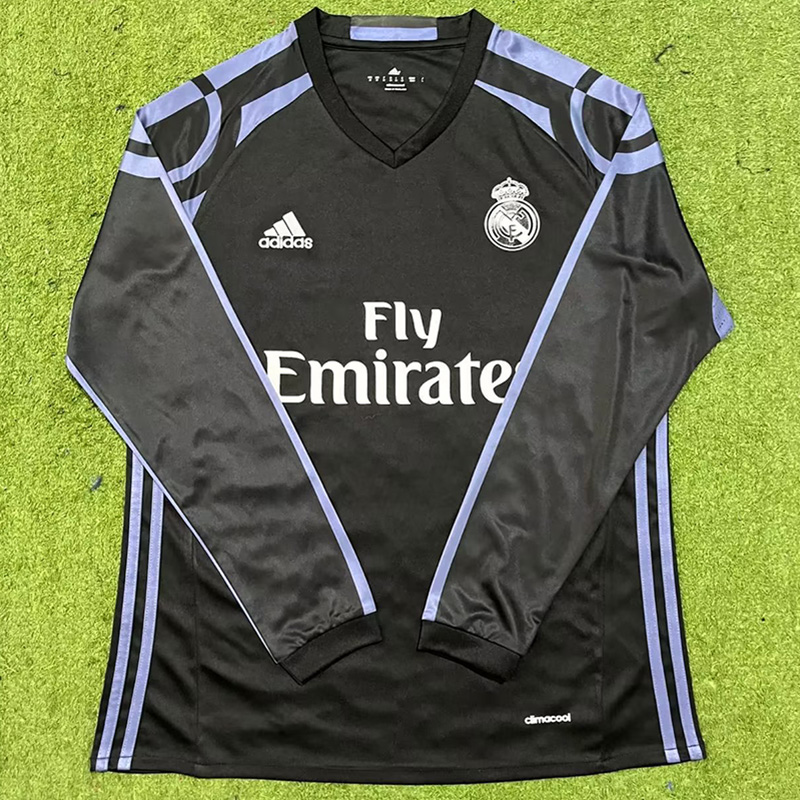 2016-2017 RMA Away Black Long Sleeve Retro Soccer Jersey (长袖)