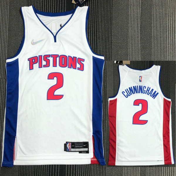 21-22 Pistons CUNNINGHAM #2 White 75th Anniversary Top Quality Hot Pressing NBA Jersey