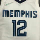21-22 Grizzlies MORANT #12 White 75th Anniversary Top Quality Hot Pressing NBA Jersey