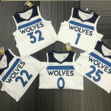 21-22 Timberwolves RUSSELL #0 White 75th Anniversary Top Quality Hot Pressing NBA Jersey
