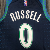 21-22 Timberwolves RUSSELL #0 Blue City Edition Top Quality Hot Pressing NBA Jersey