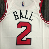 21-22 Bulls BALL #2 White 75th Anniversary Top Quality Hot Pressing NBA Jersey