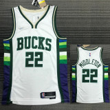 21-22 Bucks MIDDL ETON #22 White City Edition Top Quality Hot Pressing NBA Jersey