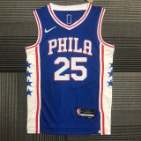 21-22 76ERS SIMMONS #25 Blue 75th Anniversary Top Quality Hot Pressing NBA Jersey