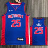 21-22 Pistons ROSE #25 Blue 75th Anniversary Top Quality Hot Pressing NBA Jersey