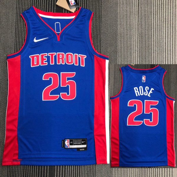21-22 Pistons ROSE #25 Blue 75th Anniversary Top Quality Hot Pressing NBA Jersey