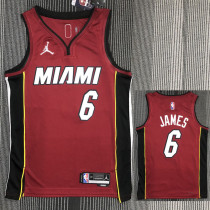 21-22 Heat JAMES #6 Red 75th Anniversary Trapeze Edition Top Quality Hot Pressing NBA Jersey