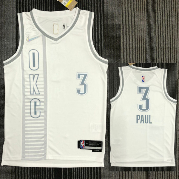 21-22 OKC PAUL #3 White City Edition Top Quality Hot Pressing NBA Jersey