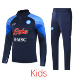 2022 Napoli Dark blue Kids Half Pull Tracksuit (童装) (半拉链)