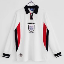 1998 England Long sleeved  Home Retro Soccer Jersey