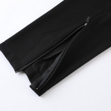 2023 AD02 Black Blue Short-sleeved Trouser Suit