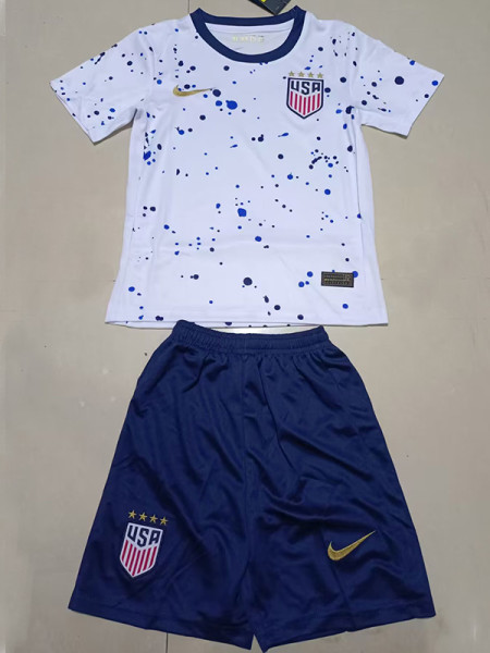 2023 USA White Kids Soccer Jersey 四星
