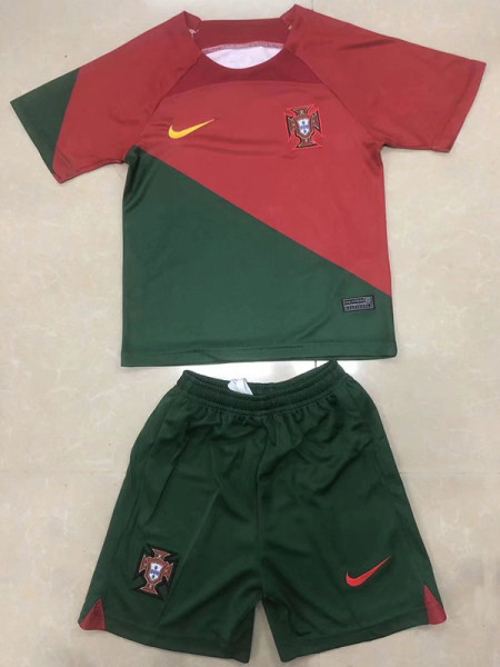 22-23 Portugal Home World Cup Kids Soccer Jersey