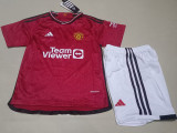 23-24 Man Utd Home Kids Soccer Jersey