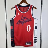 24-25 Clippers WESTBROOK #0 Red Top Quality Hot Pressing NBA Jersey (Trapeze Edition) 飞人版