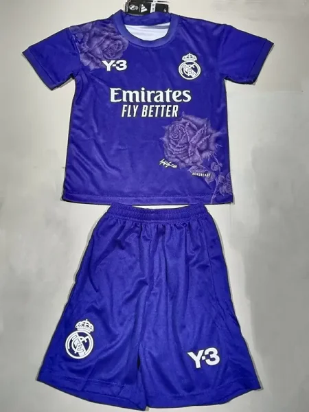 23-24 RMA Y-3 Purple Kids Soccer Jersey