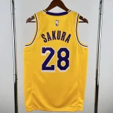 22-23 LAKERS SAKURA #28 Yellow Top Quality Hot Pressing NBA Jersey(圆领)
