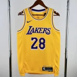 22-23 LAKERS SAKURA #28 Yellow Top Quality Hot Pressing NBA Jersey(圆领)