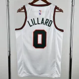 2017-18 BUCKS LILLARD #0 White Retro Top Quality Hot Pressing NBA Jersey