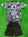 24-25 Brazil Black Grey Special Edition Kids Soccer Jersey *耶稣灰黑