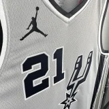 20-21 SA Spurs DUNCAN #21 Grey Top Quality Hot Pressing NBA Jersey (Trapeze Edition) 飞人版