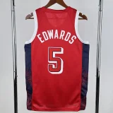 2024 Olympic Game USA EDWARDS # 5 Red Basketball Jersey