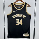 23-24 BUCKS ANTETOKOUNMPO #34 Black Glory Edition Top Quality Hot Pressing NBA Jersey 荣耀版