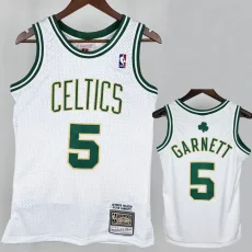 2008 CELTICS GARNETT #5 White Retro Top Quality Hot Pressing NBA Jersey