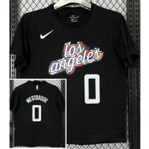 T262 Clippers WESTBROOK #0 Black High Quality Casual T-Shirt