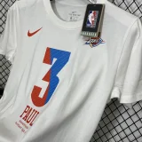 T189 OKC PAUL #3 White High Quality Casual T-Shirt