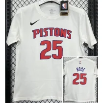 T180 Pistons ROSE #25 White High Quality Casual T-Shirt