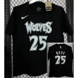 T178 Wolves ROSE #25 Black High Quality Casual T-Shirt