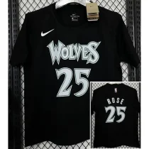 T178 Wolves ROSE #25 Black High Quality Casual T-Shirt