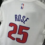 T180 Pistons ROSE #25 White High Quality Casual T-Shirt