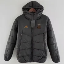 24-25 Germany Black Hooded Cotton Coat #棕标棉衣